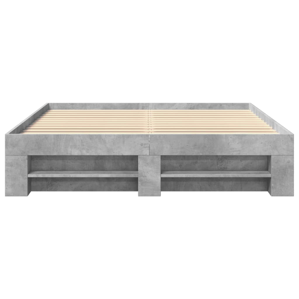 Cadre de lit sans matelas gris béton 160x200 cm bois ingénierie - XIOS