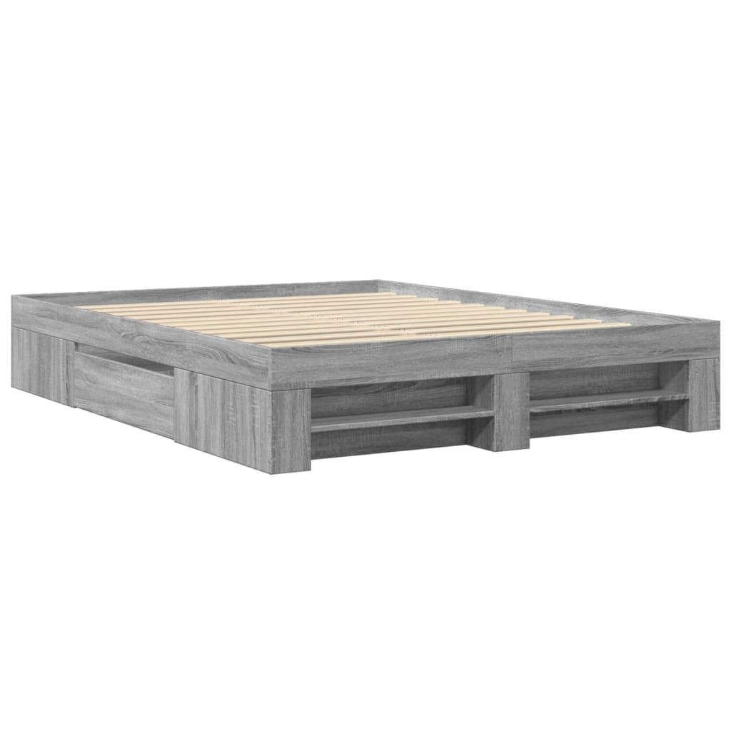 Cadre de lit sans matelas sonoma gris 160x200cm bois ingénierie - XIOS