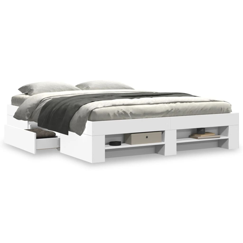 Cadre de lit sans matelas blanc 150x200 cm bois d'ingénierie - XIOS
