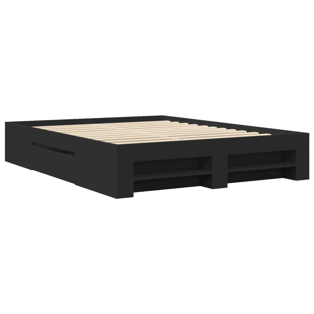 Cadre de lit sans matelas noir 150x200 cm bois d'ingénierie - XIOS