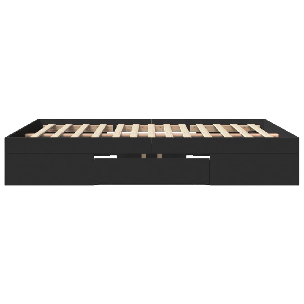Cadre de lit sans matelas noir 150x200 cm bois d'ingénierie - XIOS