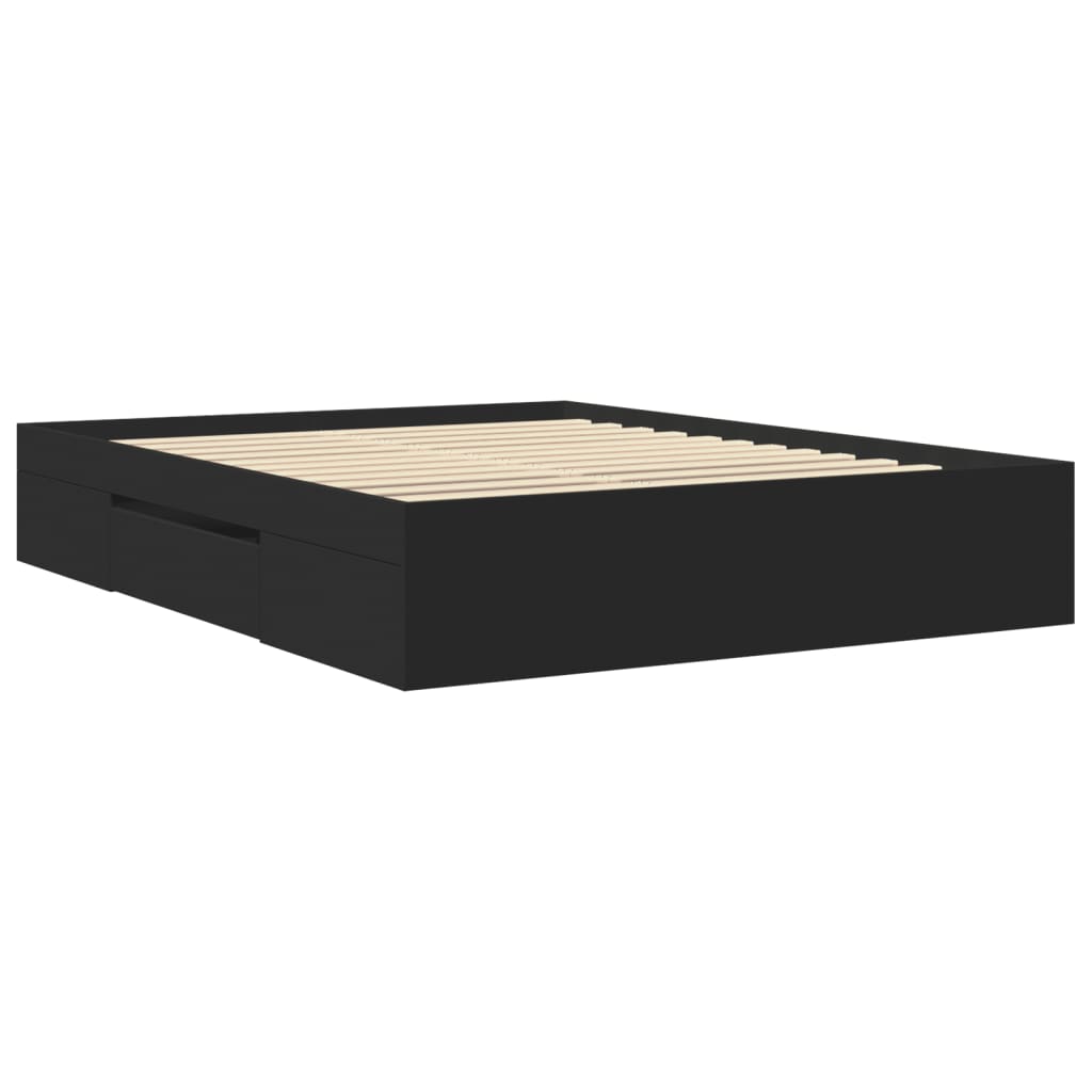 Cadre de lit sans matelas noir 150x200 cm bois d'ingénierie - XIOS