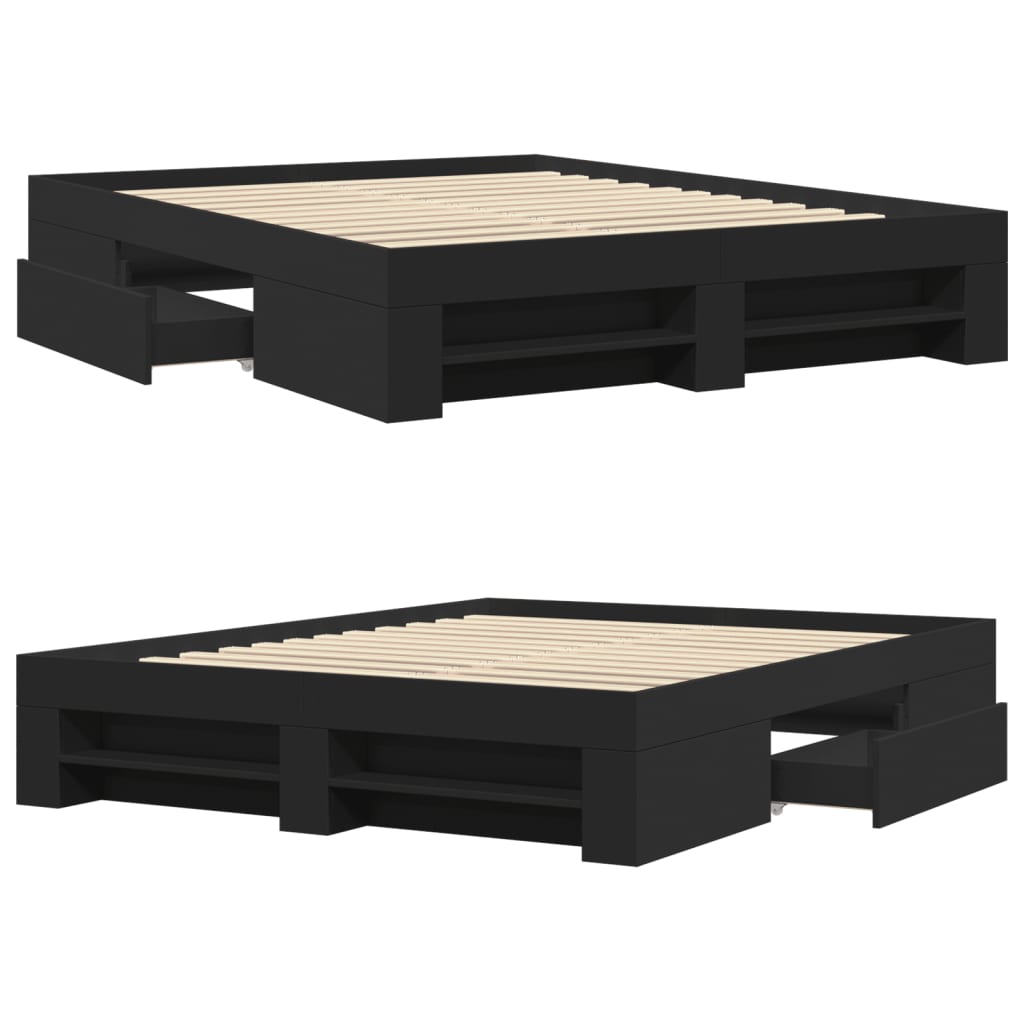 Cadre de lit sans matelas noir 150x200 cm bois d'ingénierie - XIOS