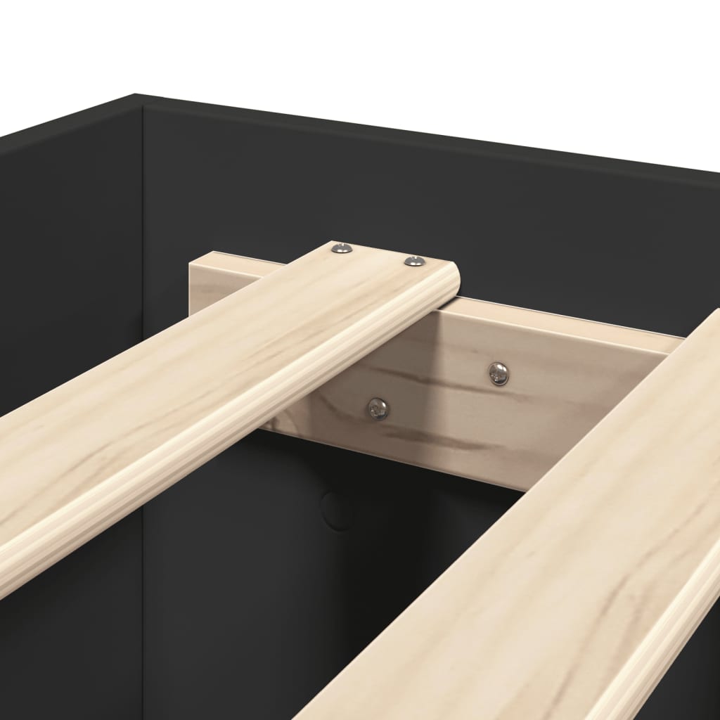 Cadre de lit sans matelas noir 150x200 cm bois d'ingénierie - XIOS