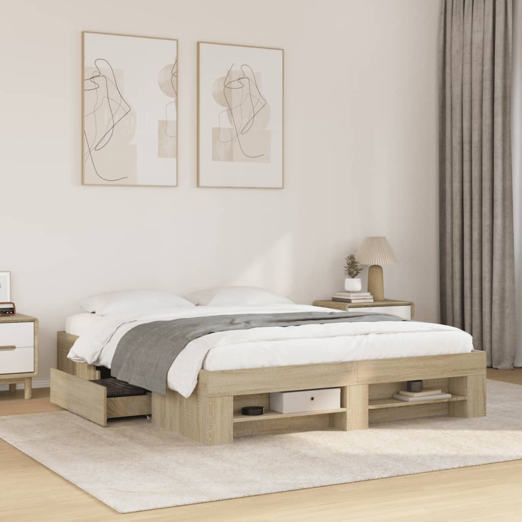 Cadre de lit sans matelas chêne sonoma 150x200 cm - XIOS