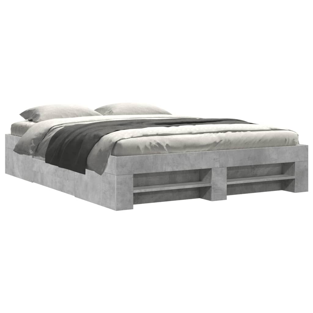 Cadre de lit sans matelas gris béton 150x200 cm bois ingénierie - XIOS