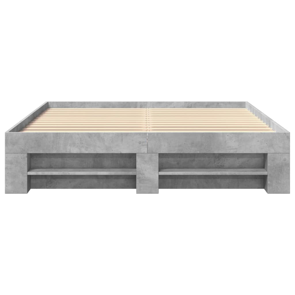 Cadre de lit sans matelas gris béton 150x200 cm bois ingénierie - XIOS