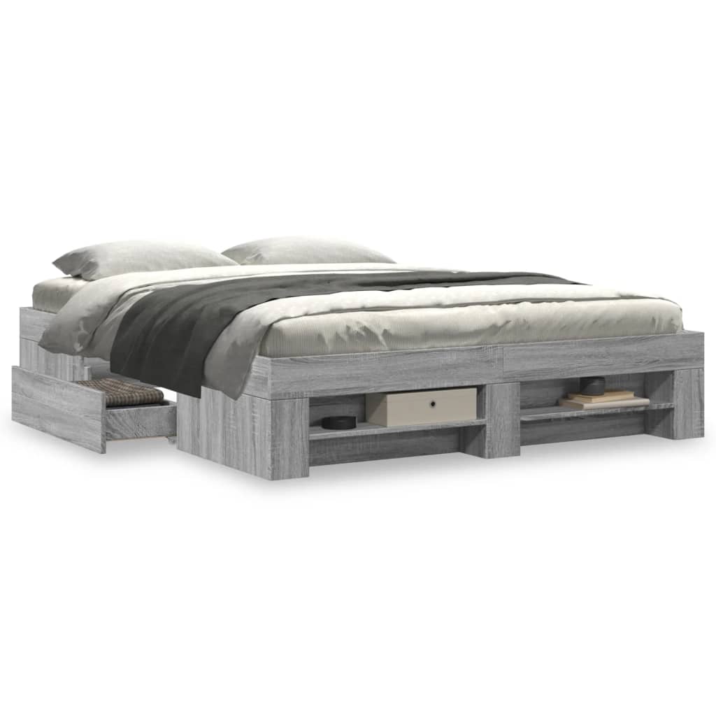 Cadre de lit sans matelas sonoma gris 150x200 cm - XIOS