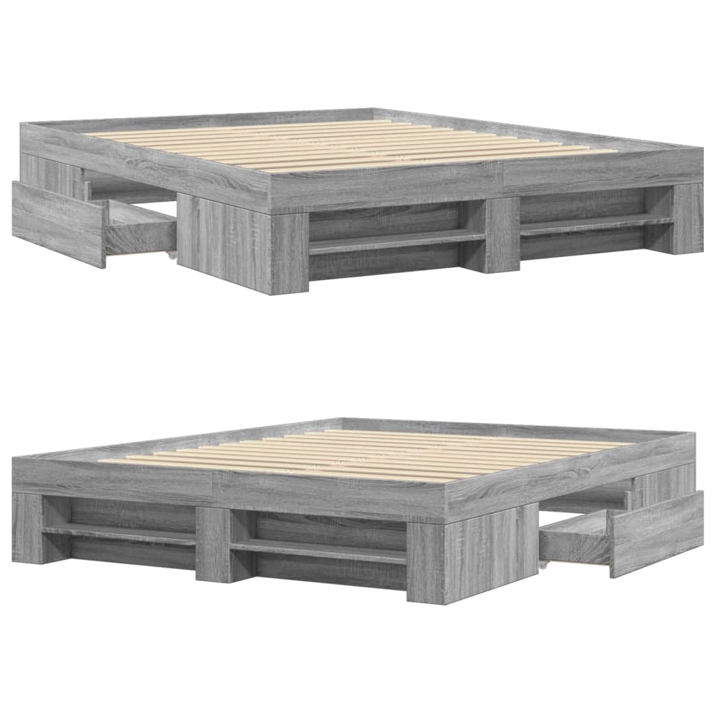 Cadre de lit sans matelas sonoma gris 150x200 cm - XIOS