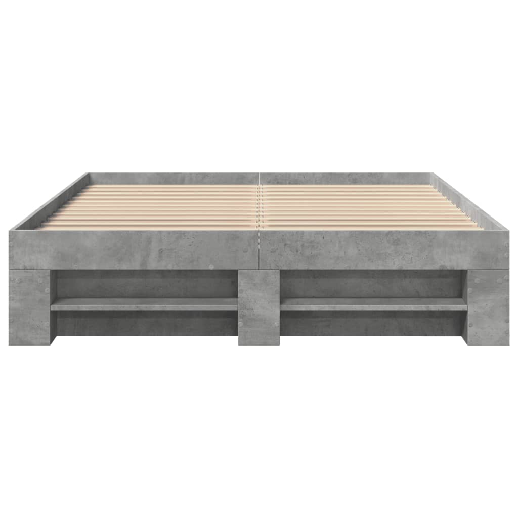 Cadre de lit sans matelas gris béton 140x200 cm bois ingénierie - XIOS