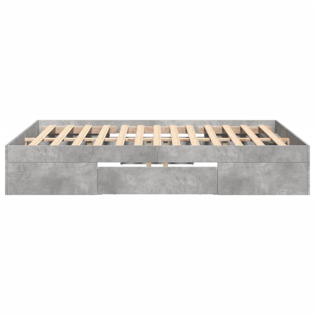 Cadre de lit sans matelas gris béton 140x200 cm bois ingénierie - XIOS