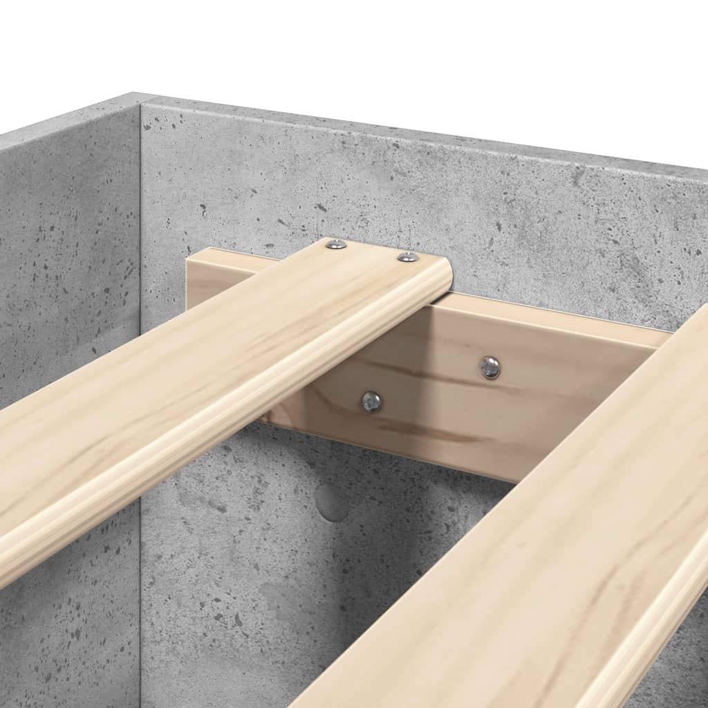 Cadre de lit sans matelas gris béton 140x200 cm bois ingénierie - XIOS