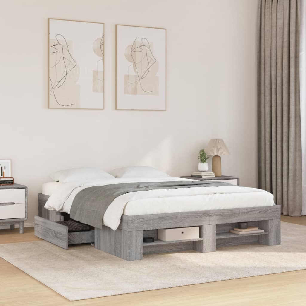Cadre de lit sans matelas sonoma gris 140x200 cm