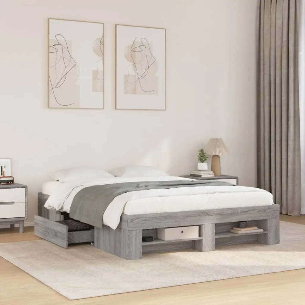 Cadre de lit sans matelas sonoma gris 140x200 cm - XIOS