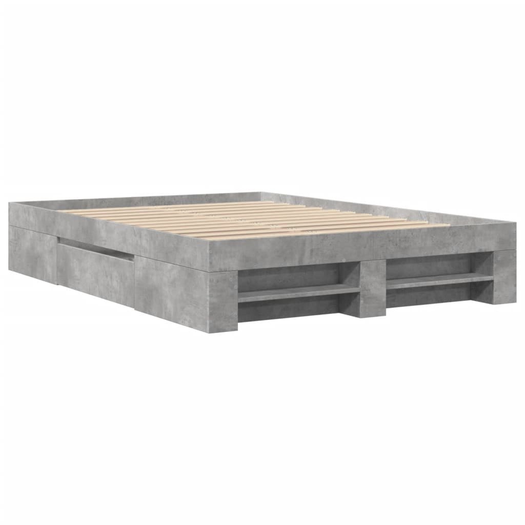 Cadre de lit sans matelas gris béton 120x200 cm bois ingénierie - XIOS