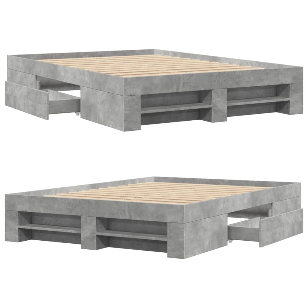Cadre de lit sans matelas gris béton 120x200 cm bois ingénierie - XIOS