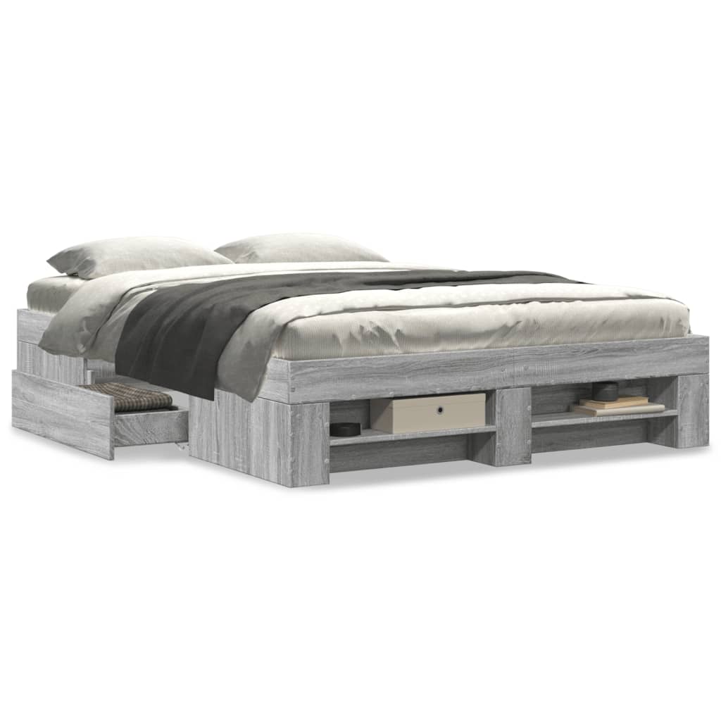 Cadre de lit sans matelas sonoma gris 120x200cm bois ingénierie - XIOS