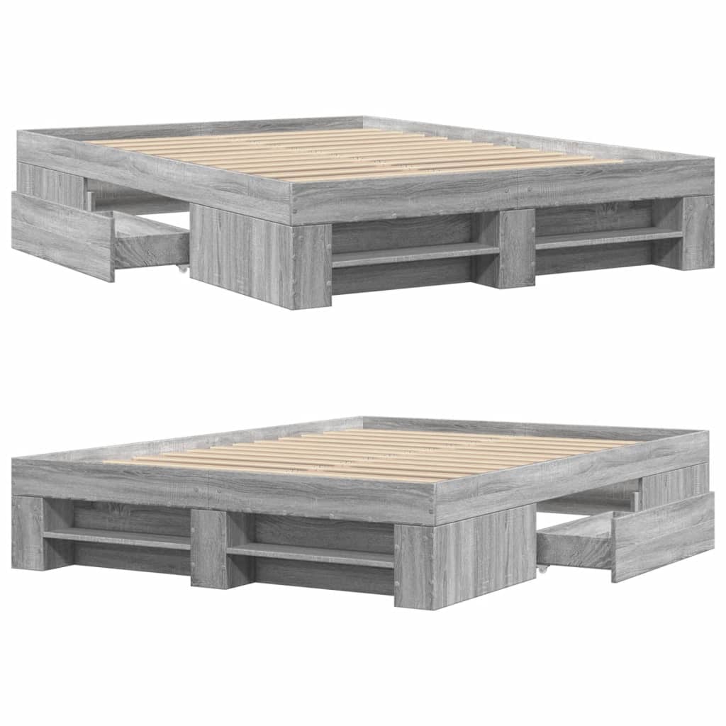 Cadre de lit sans matelas sonoma gris 120x200cm bois ingénierie - XIOS