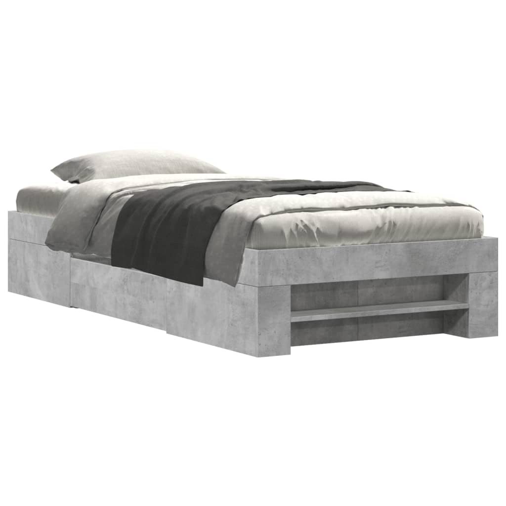 Cadre de lit sans matelas gris béton 100x200 cm bois ingénierie - XIOS
