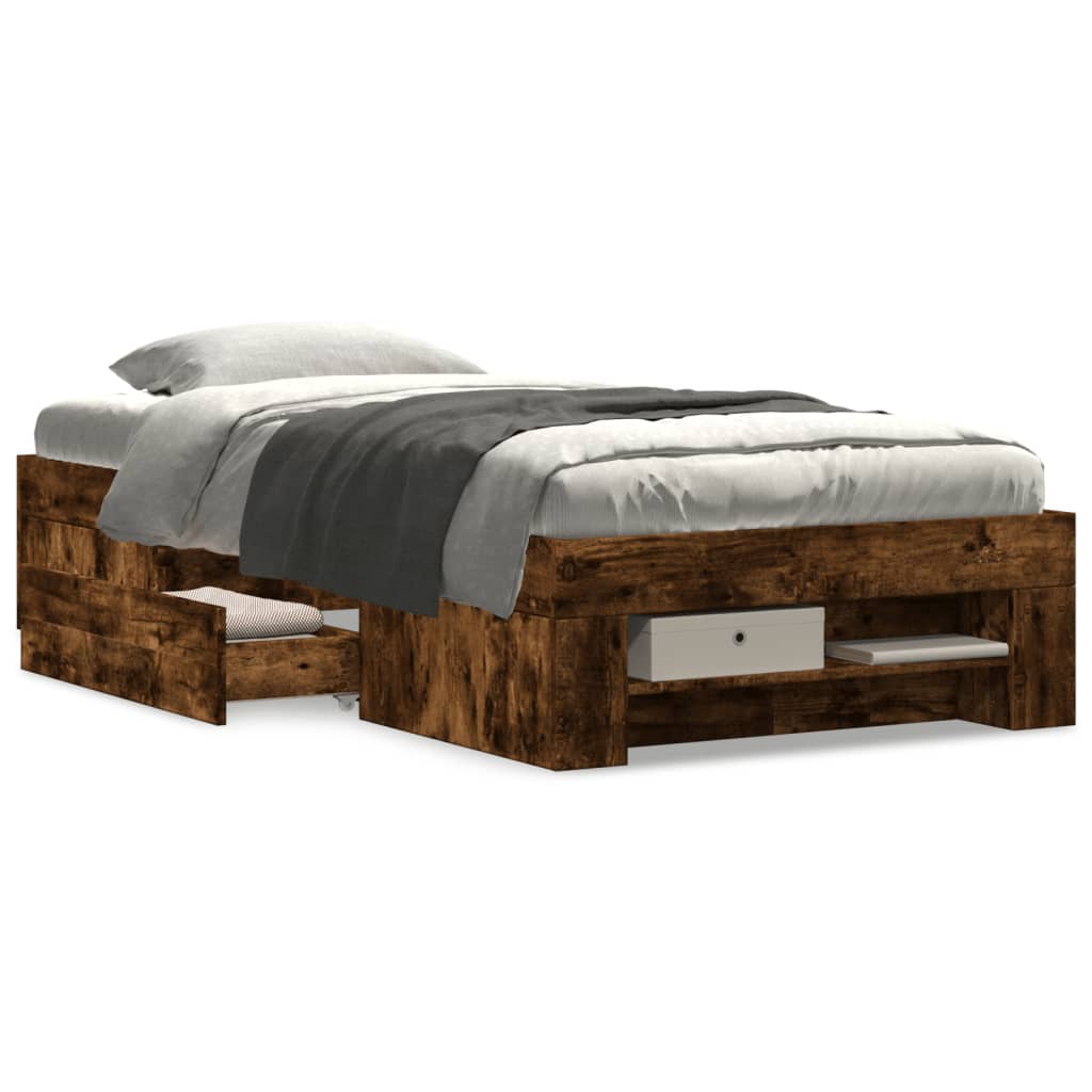 Cadre de lit sans matelas chêne fumé 100x200 cm bois ingénierie - XIOS