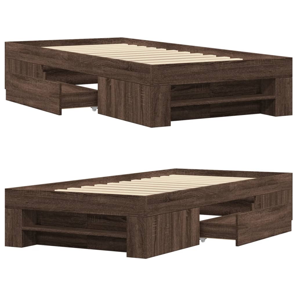 Cadre de lit sans matelas chêne marron 100x200 cm - XIOS