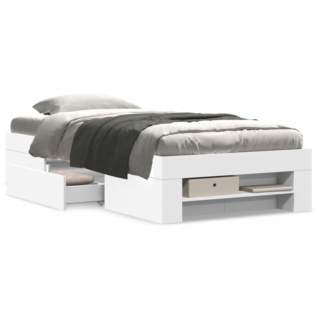 Cadre de lit sans matelas blanc 90x200 cm bois d'ingénierie - XIOS