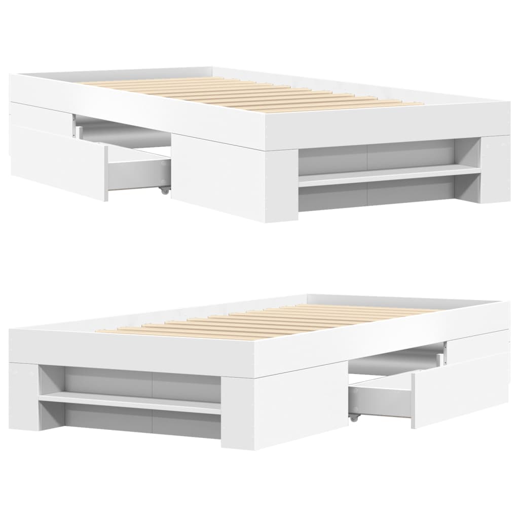 Cadre de lit sans matelas blanc 90x200 cm bois d'ingénierie - XIOS