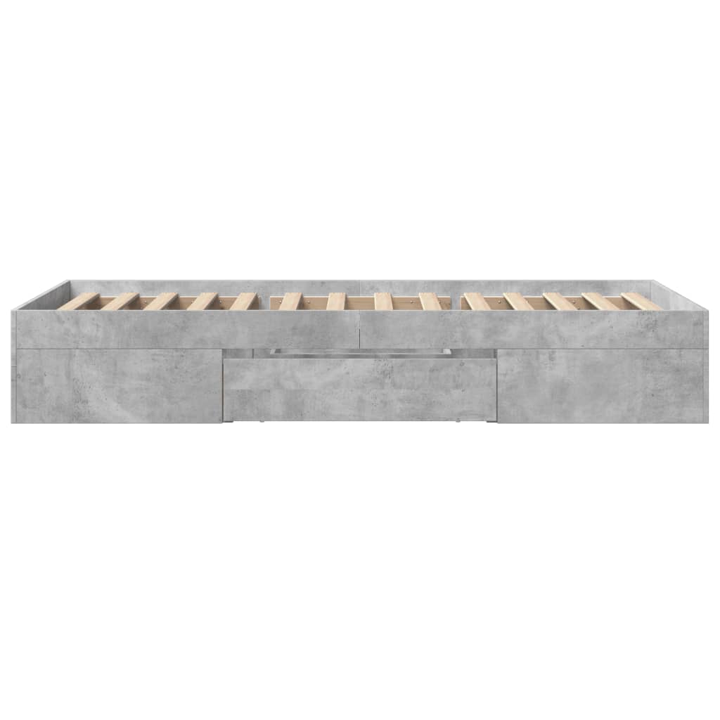Cadre de lit sans matelas gris béton 90x200cm bois d'ingénierie - XIOS