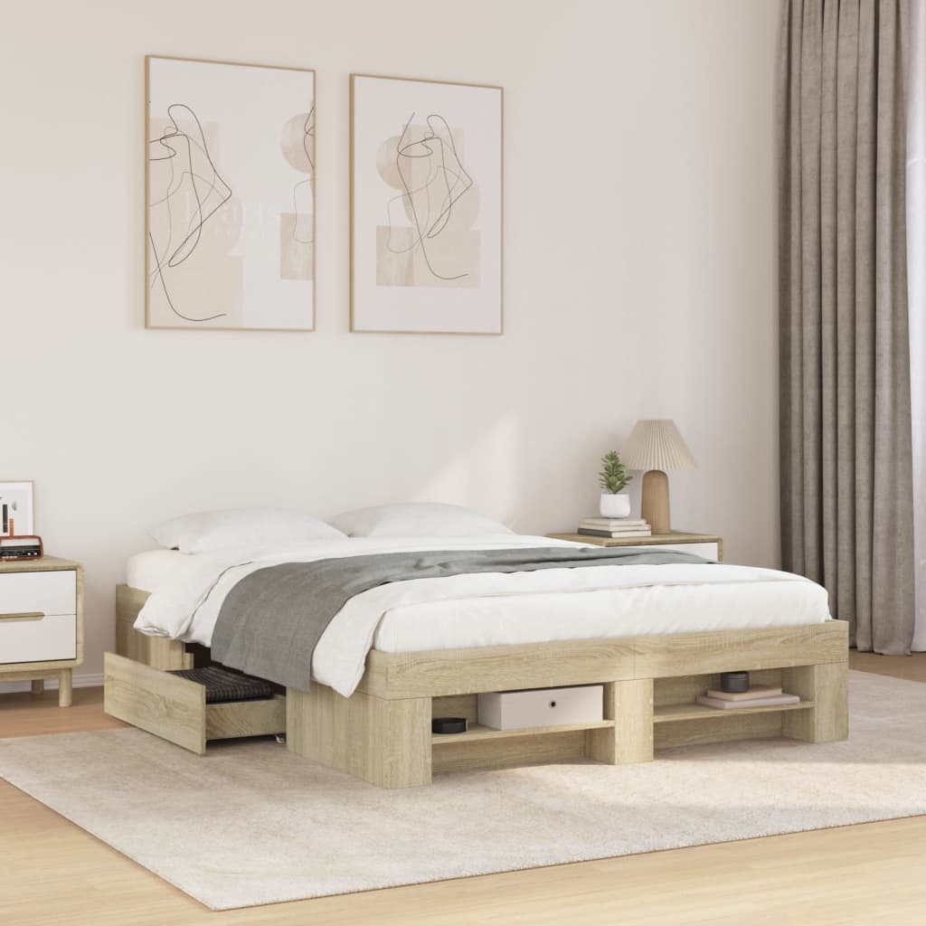 Cadre de lit sans matelas chêne sonoma 140x190 cm - XIOS