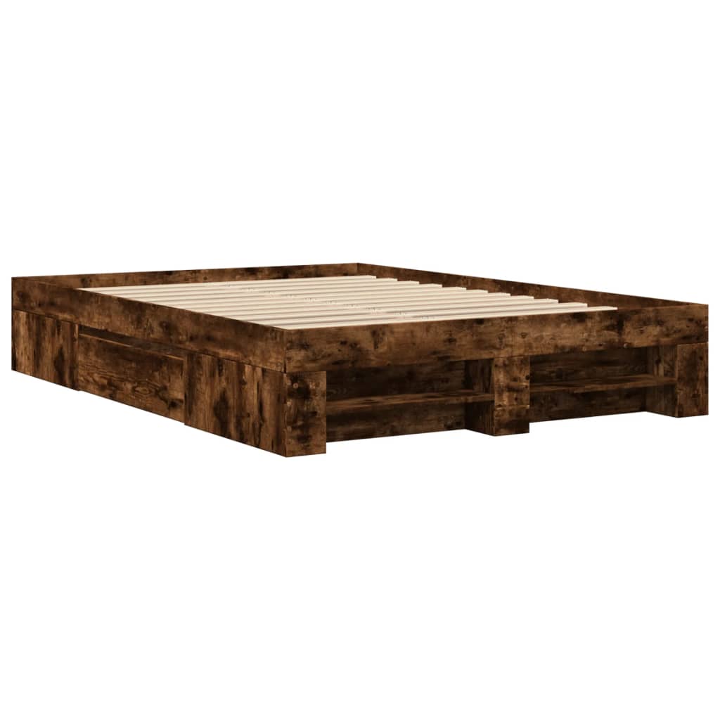 Cadre de lit sans matelas chêne fumé 140x190 cm bois ingénierie - XIOS