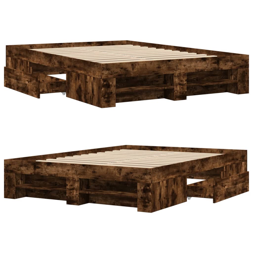 Cadre de lit sans matelas chêne fumé 140x190 cm bois ingénierie - XIOS