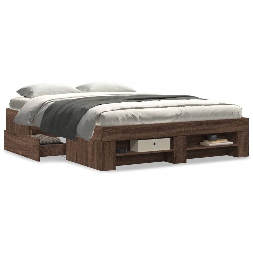 Cadre de lit sans matelas chêne marron 140x190 cm - XIOS