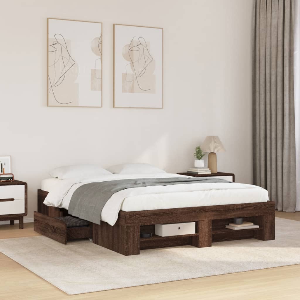 Cadre de lit sans matelas chêne marron 140x190 cm - XIOS