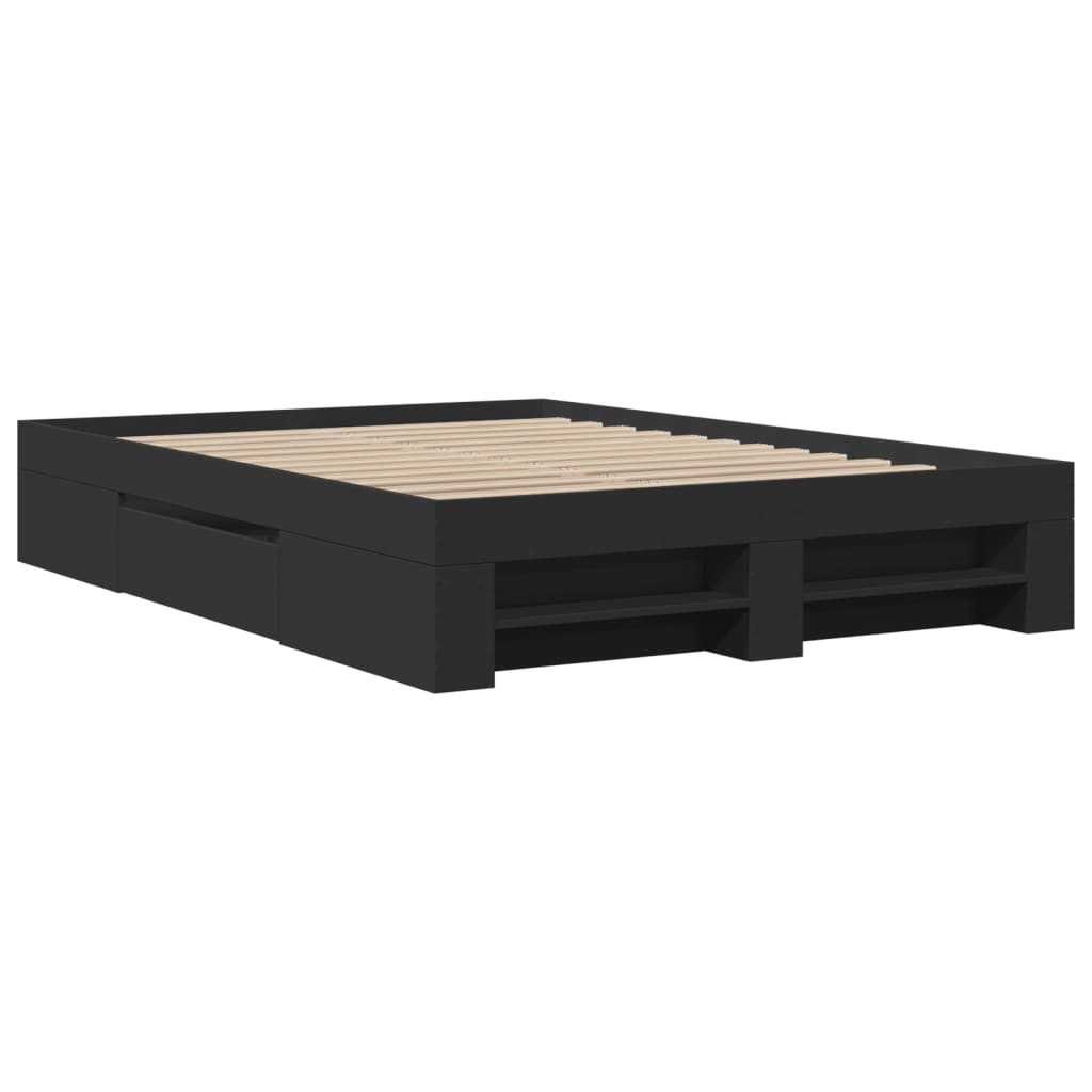 Cadre de lit sans matelas noir 135x190 cm bois d'ingénierie - XIOS