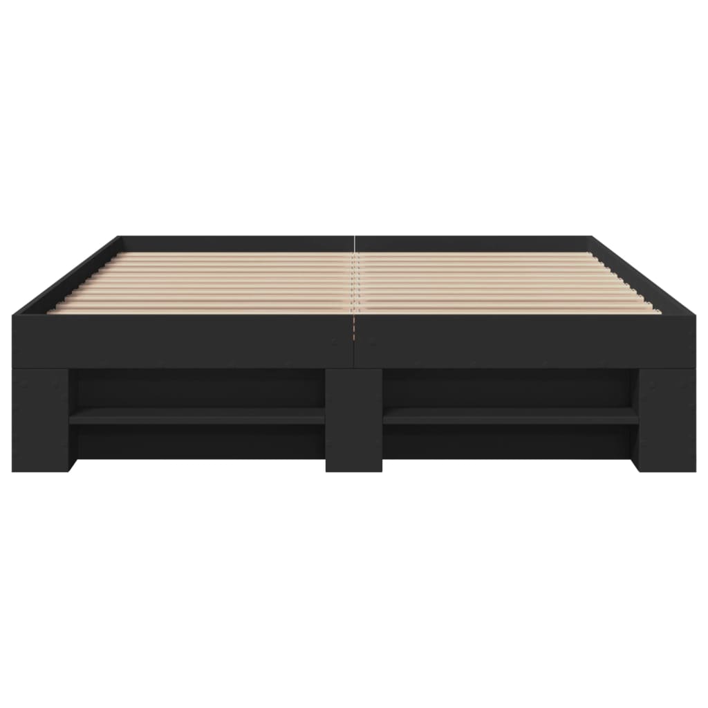 Cadre de lit sans matelas noir 135x190 cm bois d'ingénierie - XIOS