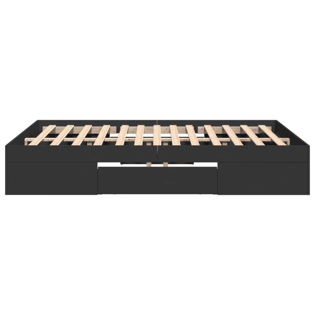 Cadre de lit sans matelas noir 135x190 cm bois d'ingénierie - XIOS