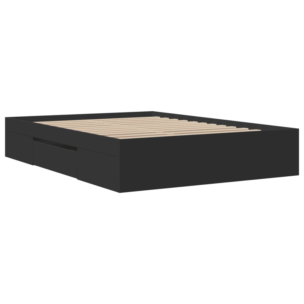 Cadre de lit sans matelas noir 135x190 cm bois d'ingénierie - XIOS