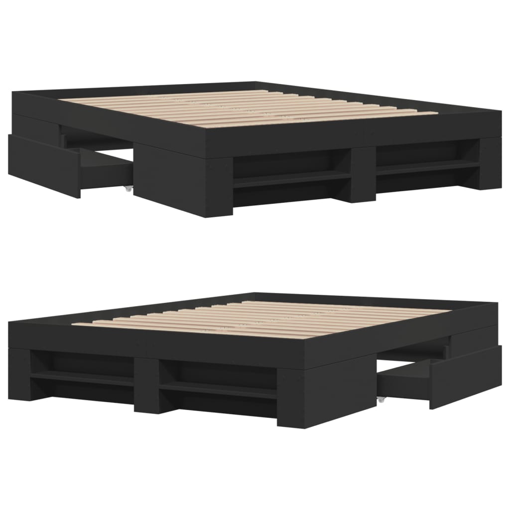 Cadre de lit sans matelas noir 135x190 cm bois d'ingénierie - XIOS