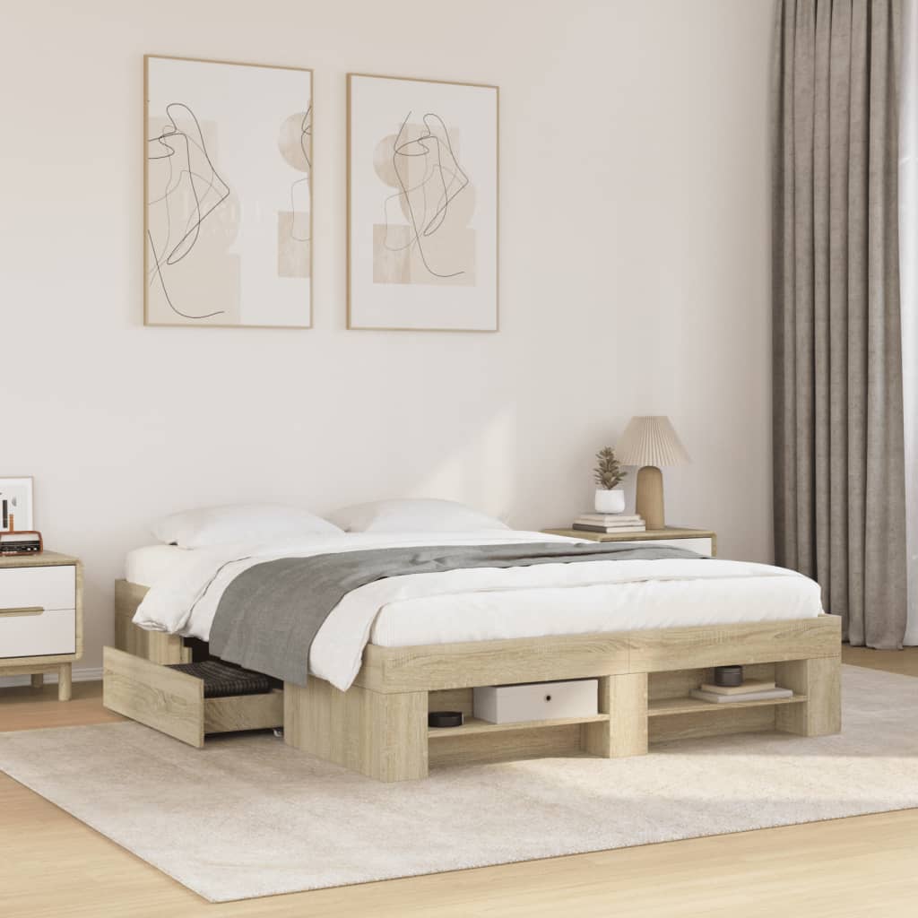 Cadre de lit sans matelas chêne sonoma 135x190 cm - XIOS
