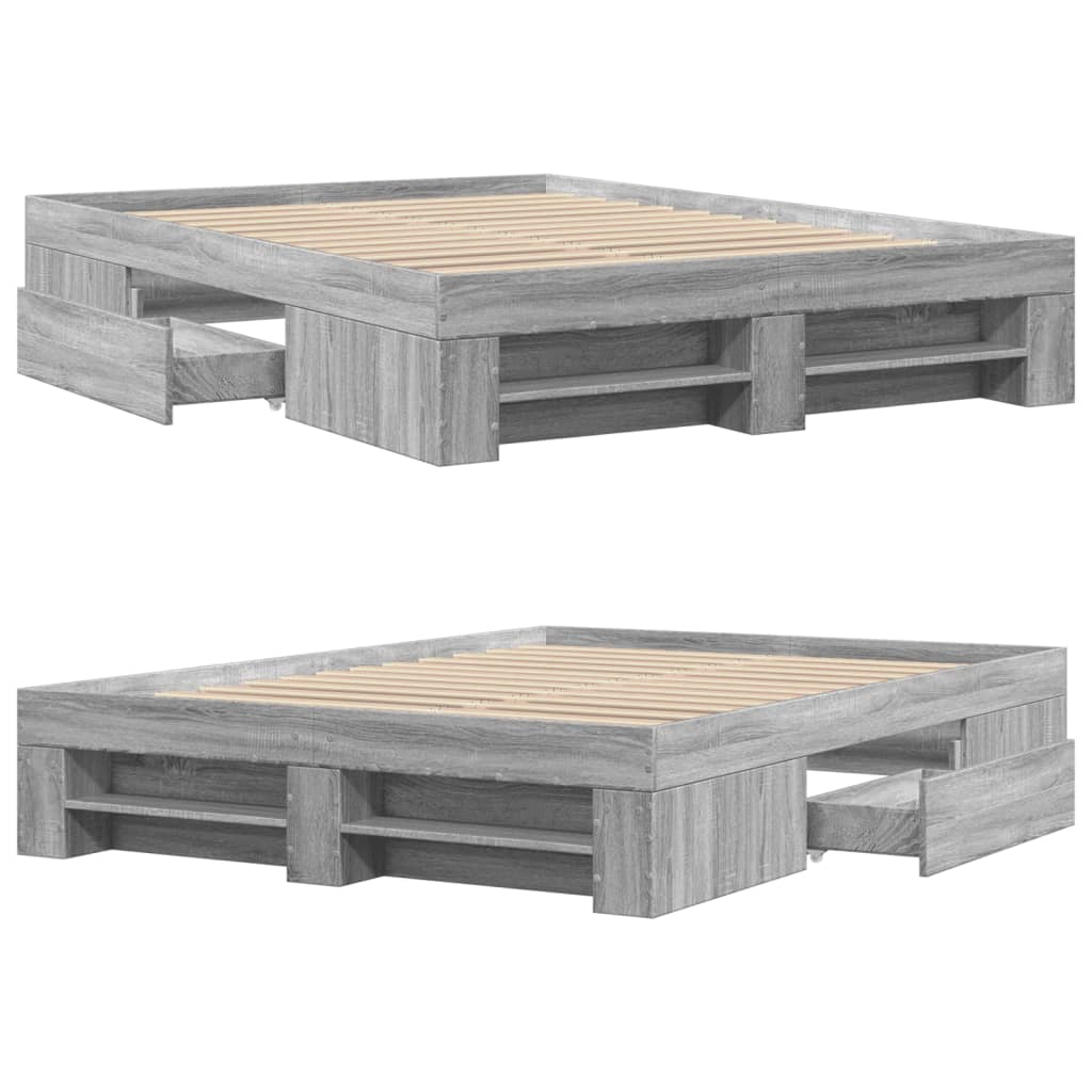 Cadre de lit sans matelas sonoma gris 135x190 cm - XIOS