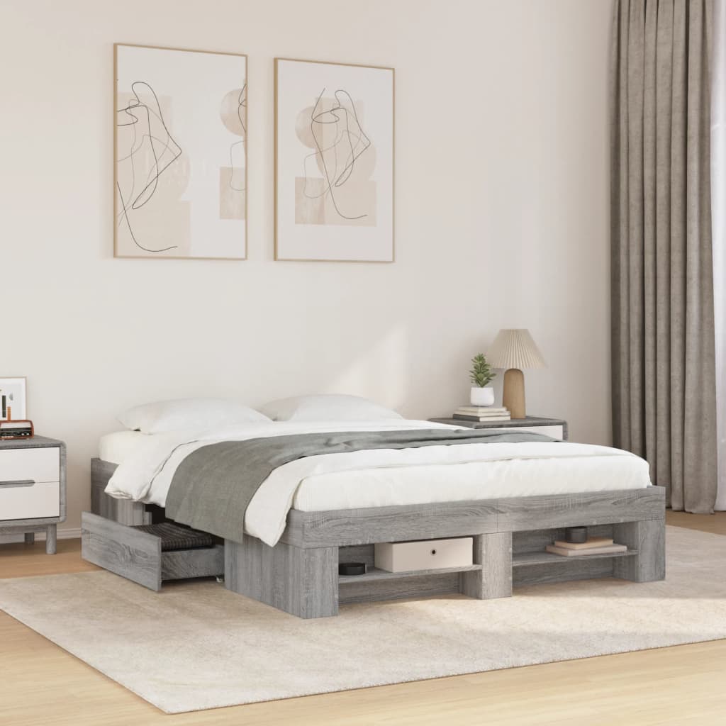 Cadre de lit sans matelas sonoma gris 135x190 cm - XIOS