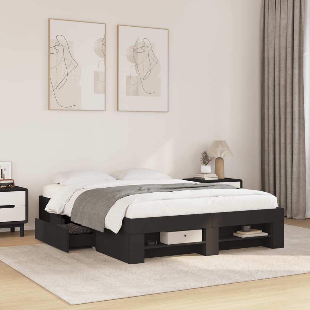 Cadre de lit sans matelas noir 120x190 cm bois d'ingénierie - XIOS