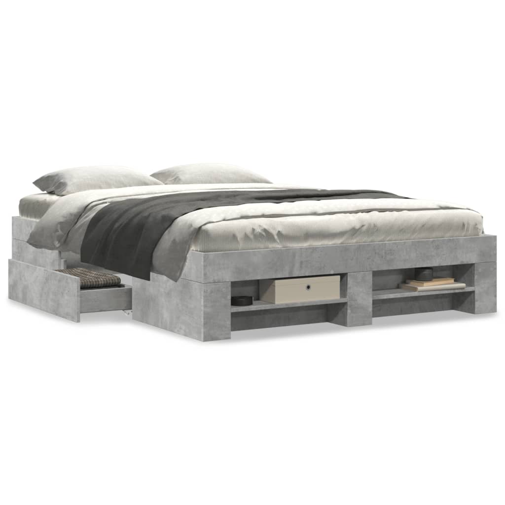 Cadre de lit sans matelas gris béton 120x190 cm bois ingénierie - XIOS