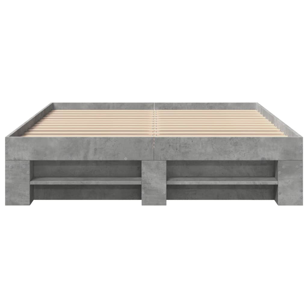 Cadre de lit sans matelas gris béton 120x190 cm bois ingénierie - XIOS