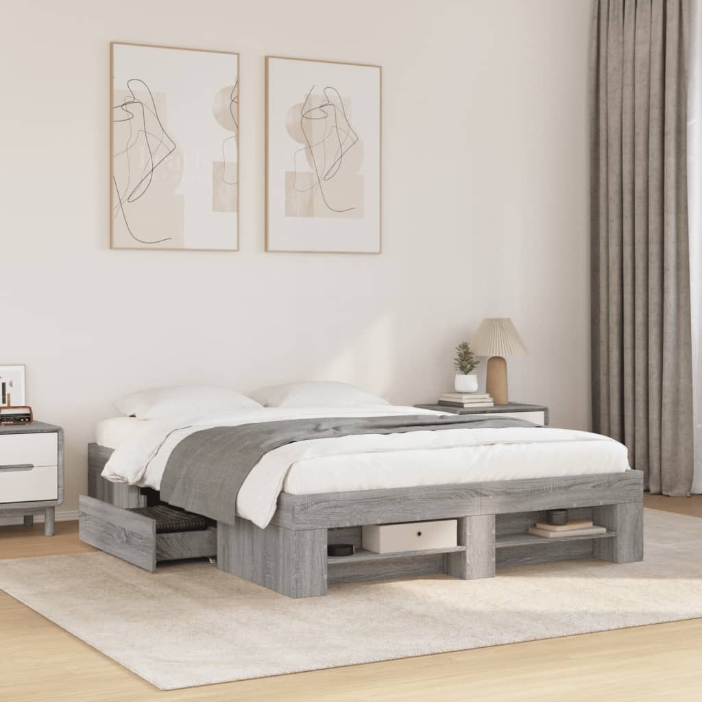 Cadre de lit sans matelas sonoma gris 120x190 cm - XIOS
