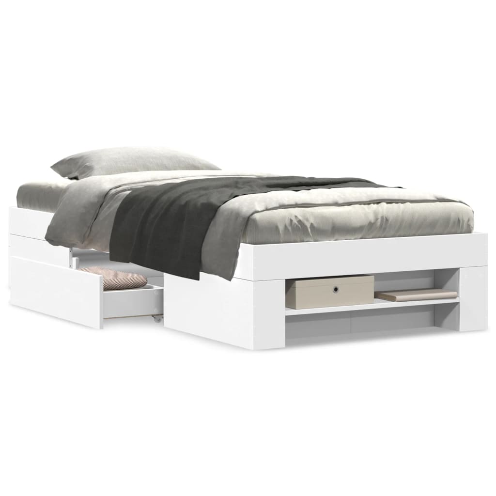 Cadre de lit sans matelas blanc 90x190 cm bois d'ingénierie - XIOS