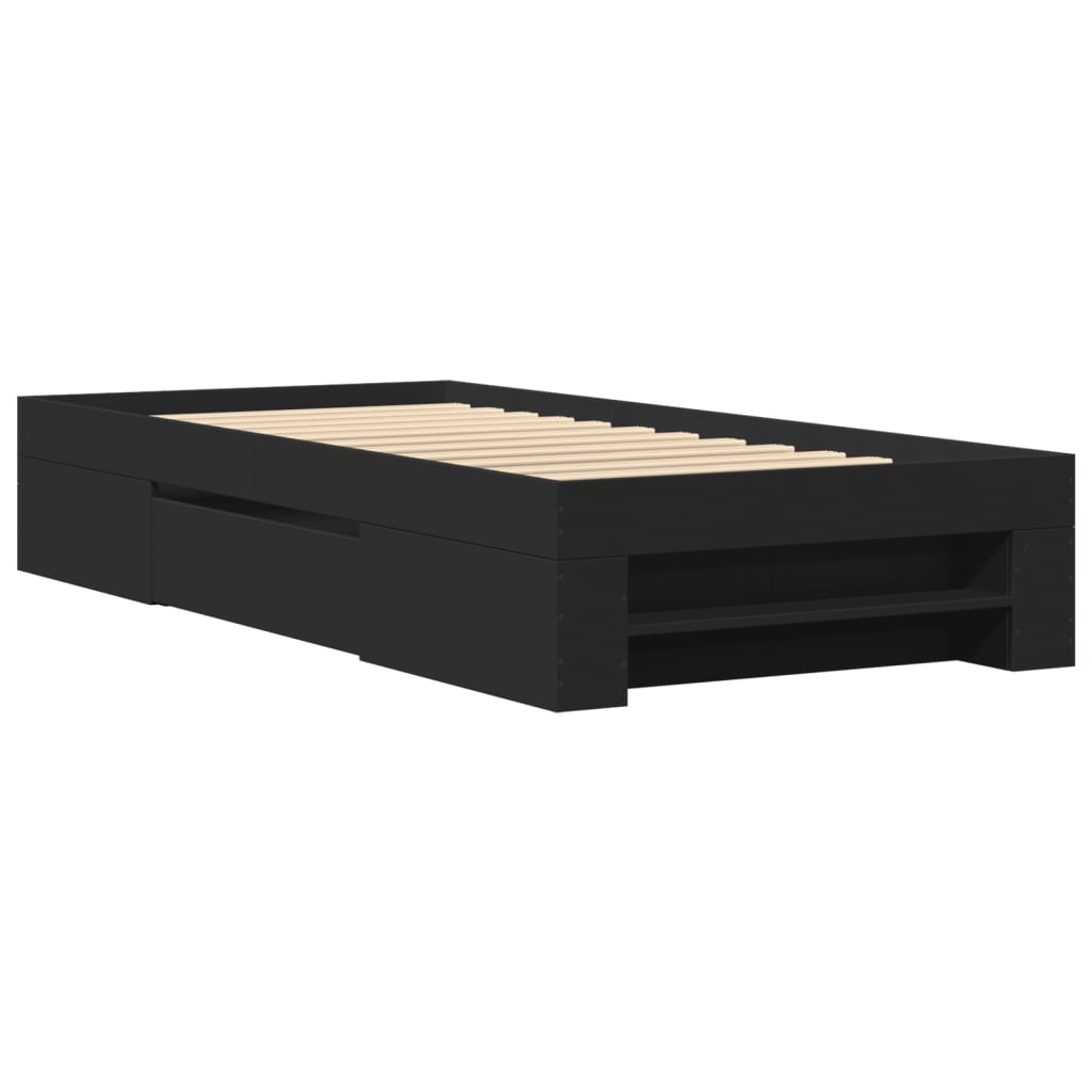 Cadre de lit sans matelas noir 90x190 cm bois ingénierie - XIOS