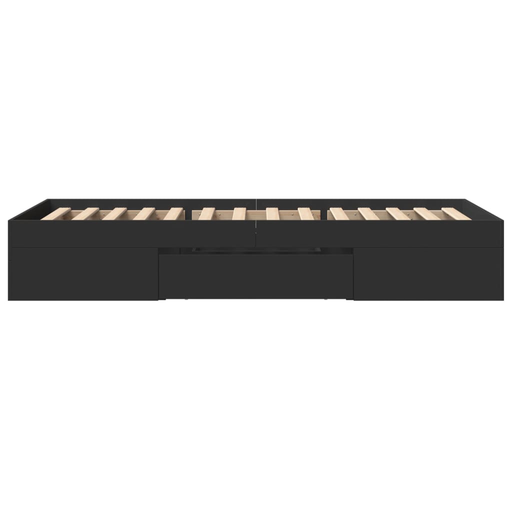 Cadre de lit sans matelas noir 90x190 cm bois ingénierie - XIOS