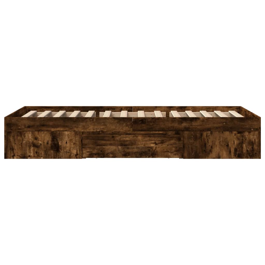 Cadre de lit sans matelas chêne fumé 90x190cm bois d'ingénierie - XIOS