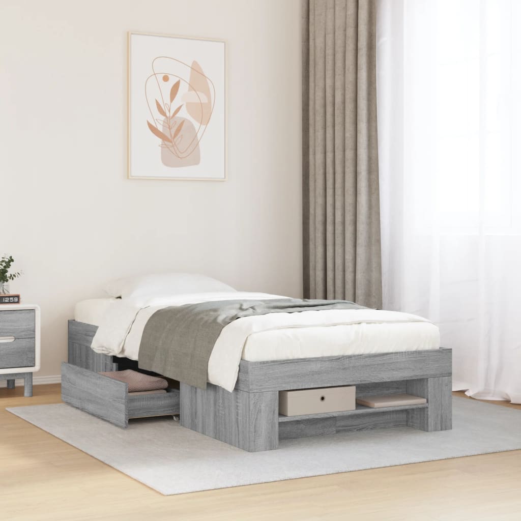 Cadre de lit sans matelas sonoma gris 90x190 cm - XIOS